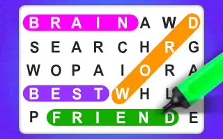 Word game, featuring a grid of letters where players search for specific words to complete the challenge.