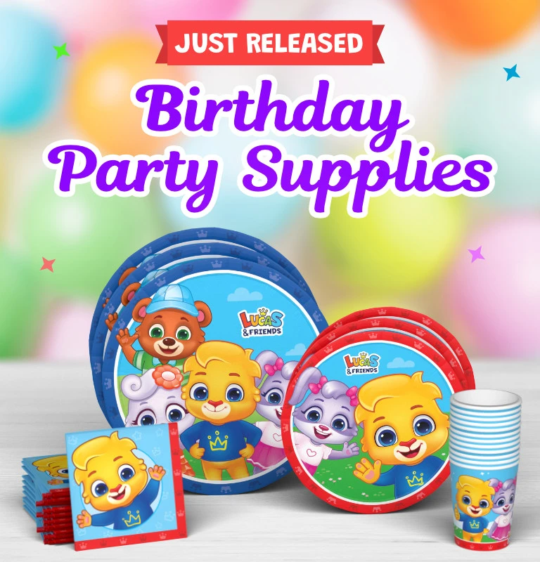 Birthday Party Supplies By Lucas & Friends - Disposable Bundle Party Dinnerware Includes Paper Plates, Paper Cups, Paper Napkins