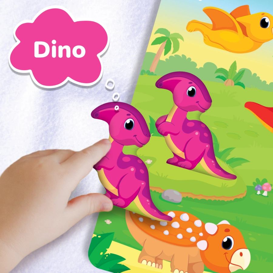 Child playing with wooden dino puzzle toy by lucas and friends