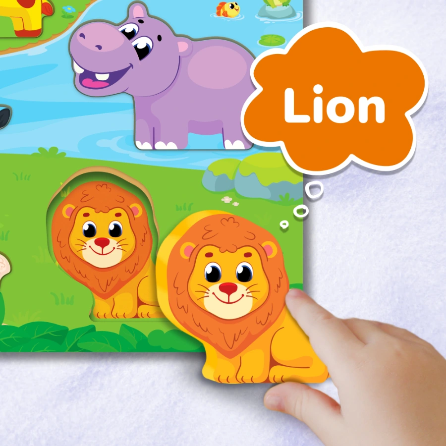 Interactive animal puzzle with jumbo pieces which are easy to hold and safe