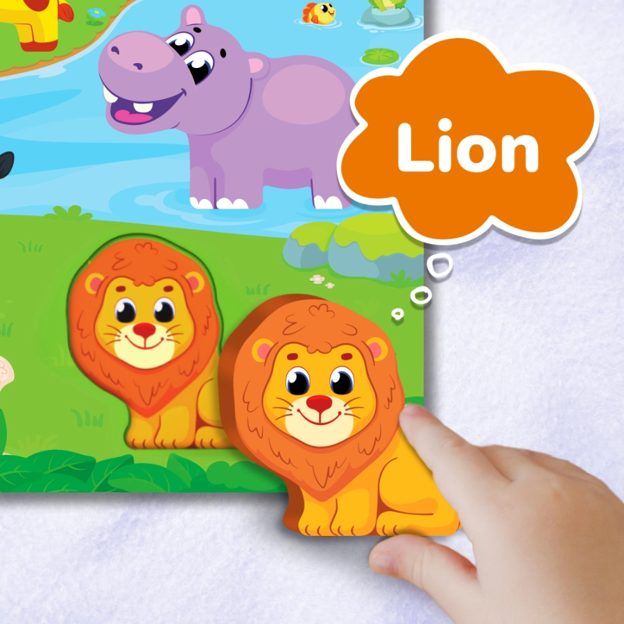 Interactive animal puzzle with jumbo pieces which are easy to hold and safe