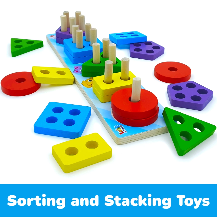 Montessori Toys Wooden Sorting and Stacking Stack and Sort Board by Lucas & Friends Toddler Toys